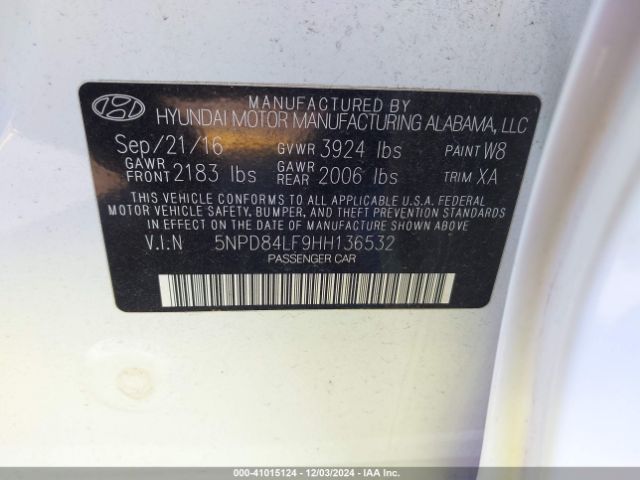 Photo 8 VIN: 5NPD84LF9HH136532 - HYUNDAI ELANTRA 