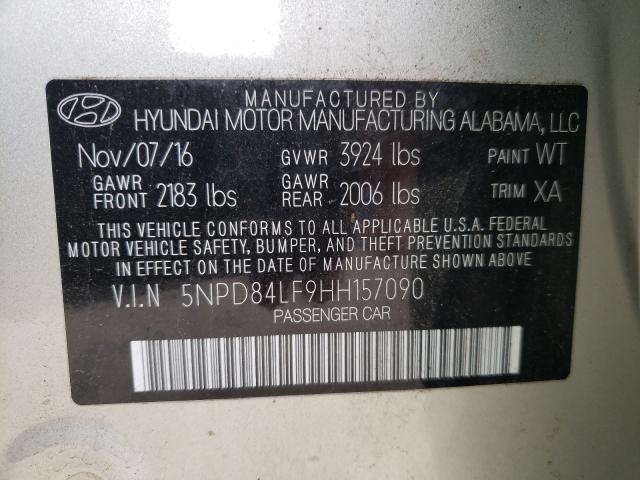 Photo 9 VIN: 5NPD84LF9HH157090 - HYUNDAI ELANTRA SE 