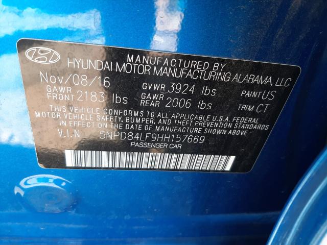 Photo 9 VIN: 5NPD84LF9HH157669 - HYUNDAI ELANTRA SE 