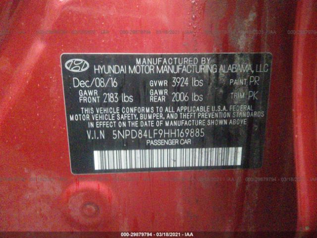 Photo 8 VIN: 5NPD84LF9HH169885 - HYUNDAI ELANTRA 