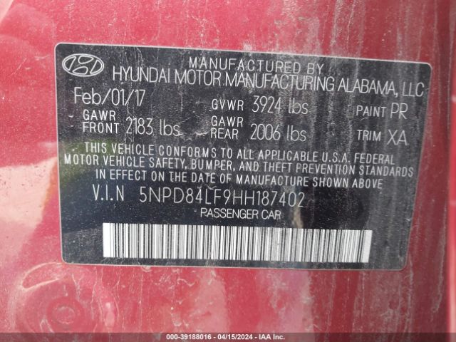 Photo 8 VIN: 5NPD84LF9HH187402 - HYUNDAI ELANTRA 