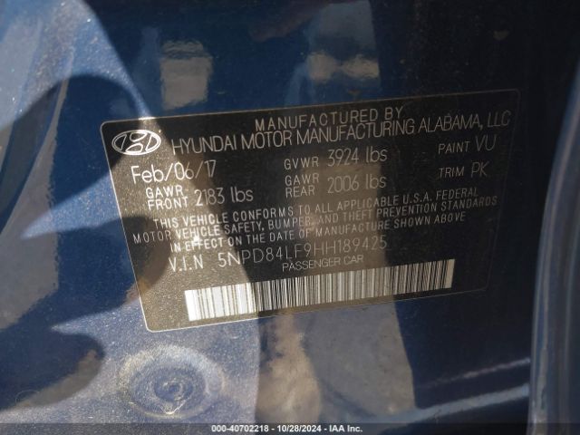 Photo 8 VIN: 5NPD84LF9HH189425 - HYUNDAI ELANTRA 