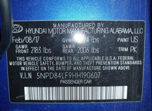 Photo 8 VIN: 5NPD84LF9HH190607 - HYUNDAI ELANTRA 