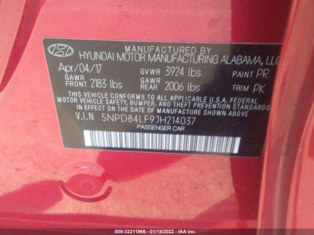 Photo 8 VIN: 5NPD84LF9JH214037 - HYUNDAI ELANTRA 