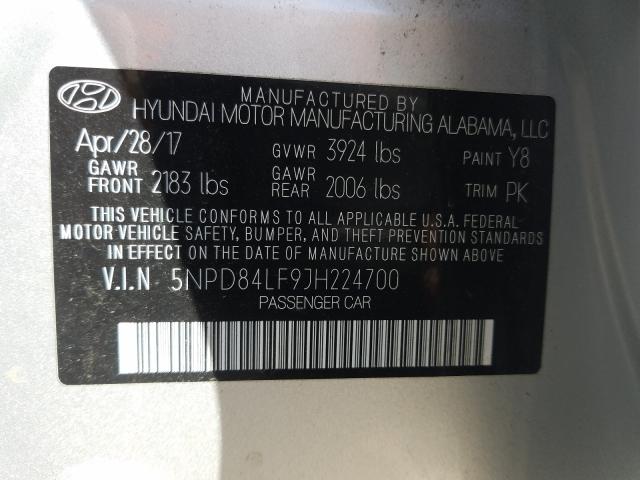 Photo 9 VIN: 5NPD84LF9JH224700 - HYUNDAI ELANTRA SE 