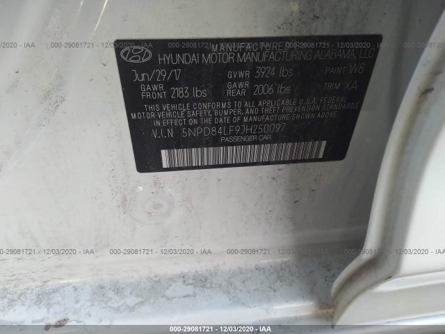 Photo 8 VIN: 5NPD84LF9JH250097 - HYUNDAI ELANTRA 