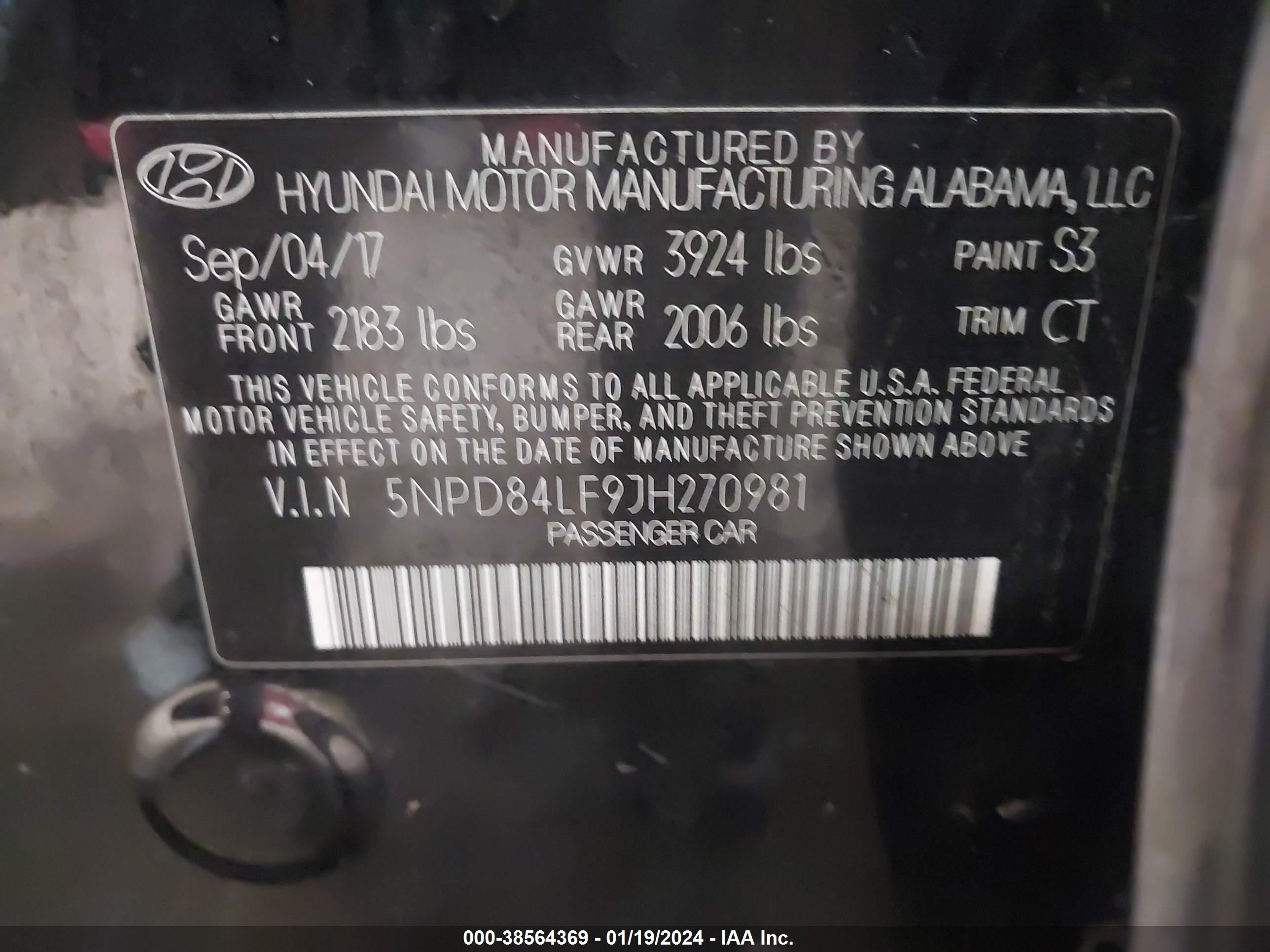 Photo 8 VIN: 5NPD84LF9JH270981 - HYUNDAI ELANTRA 