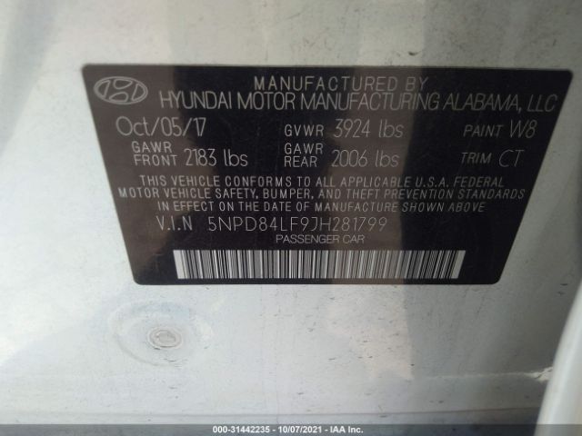 Photo 8 VIN: 5NPD84LF9JH281799 - HYUNDAI ELANTRA 