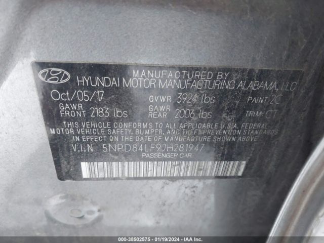 Photo 8 VIN: 5NPD84LF9JH281947 - HYUNDAI ELANTRA 