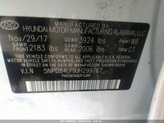 Photo 8 VIN: 5NPD84LF9JH299767 - HYUNDAI ELANTRA 