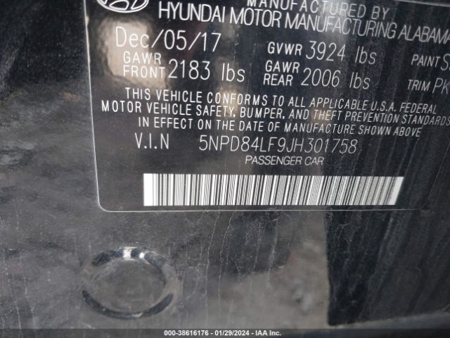 Photo 8 VIN: 5NPD84LF9JH301758 - HYUNDAI ELANTRA 