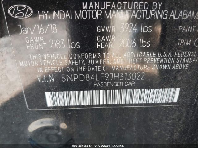 Photo 8 VIN: 5NPD84LF9JH313022 - HYUNDAI ELANTRA 