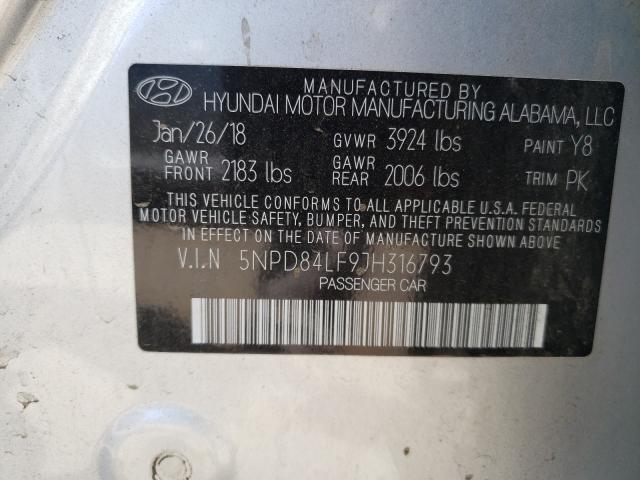 Photo 9 VIN: 5NPD84LF9JH316793 - HYUNDAI ELANTRA SE 