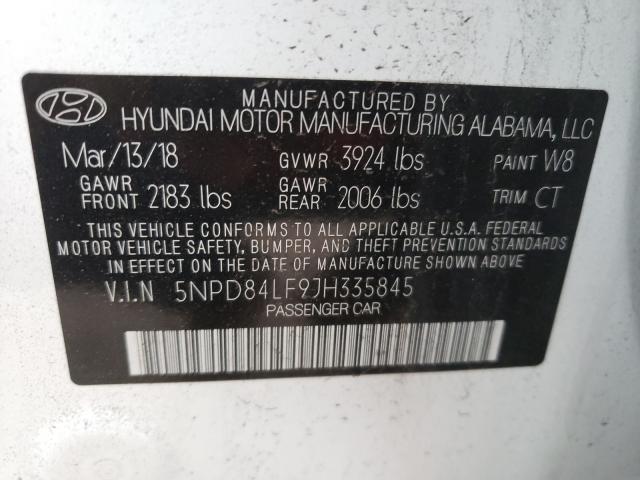 Photo 9 VIN: 5NPD84LF9JH335845 - HYUNDAI ELANTRA SE 