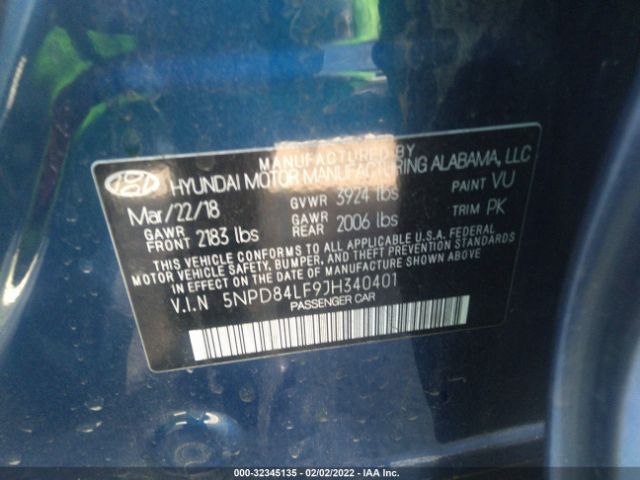 Photo 8 VIN: 5NPD84LF9JH340401 - HYUNDAI ELANTRA 