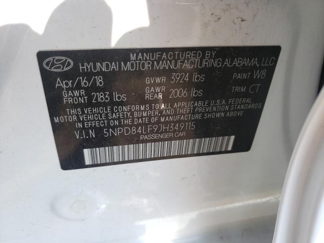 Photo 9 VIN: 5NPD84LF9JH349115 - HYUNDAI ELANTRA SE 