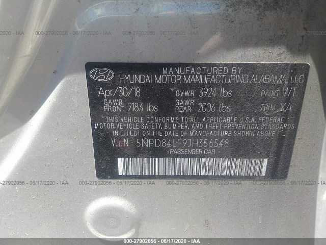 Photo 8 VIN: 5NPD84LF9JH356548 - HYUNDAI ELANTRA 