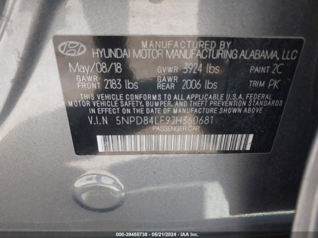 Photo 8 VIN: 5NPD84LF9JH360681 - HYUNDAI ELANTRA 