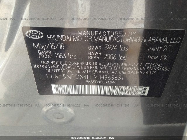 Photo 8 VIN: 5NPD84LF9JH363631 - HYUNDAI ELANTRA 