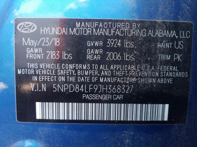 Photo 9 VIN: 5NPD84LF9JH368327 - HYUNDAI ELANTRA 