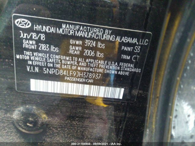 Photo 8 VIN: 5NPD84LF9JH378937 - HYUNDAI ELANTRA 