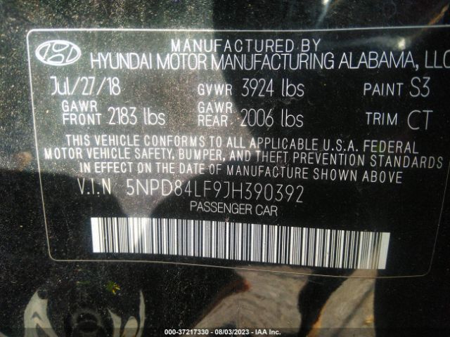 Photo 8 VIN: 5NPD84LF9JH390392 - HYUNDAI ELANTRA 