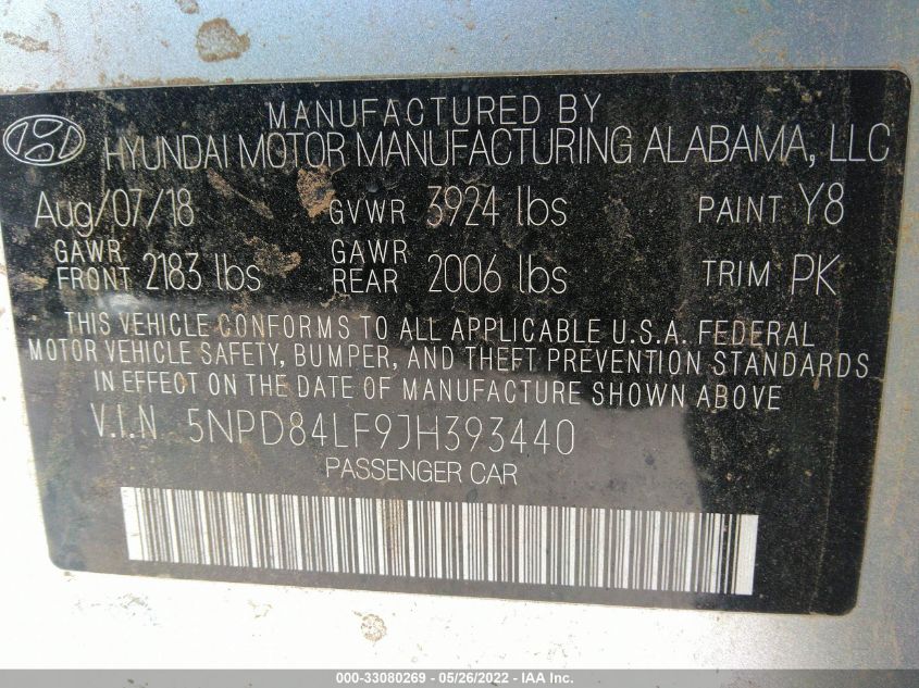 Photo 8 VIN: 5NPD84LF9JH393440 - HYUNDAI ELANTRA 