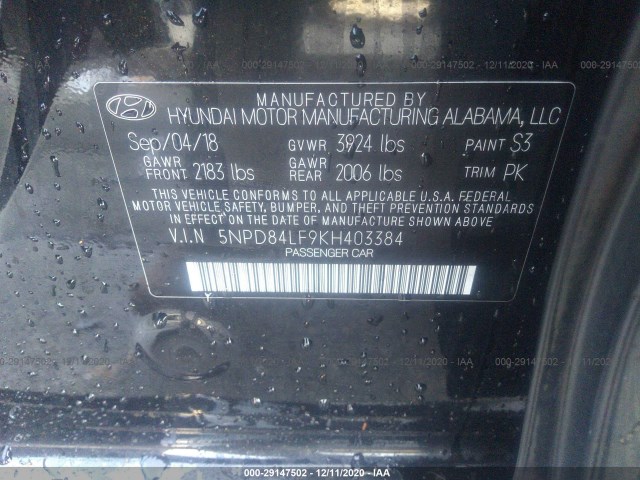 Photo 8 VIN: 5NPD84LF9KH403384 - HYUNDAI ELANTRA 