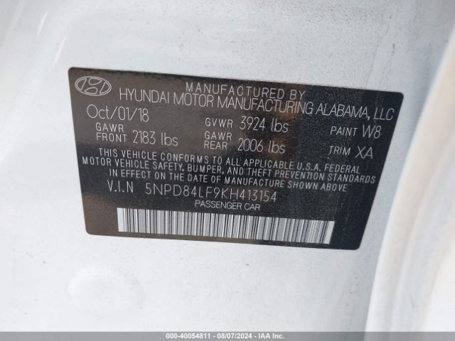 Photo 8 VIN: 5NPD84LF9KH413154 - HYUNDAI ELANTRA SE 