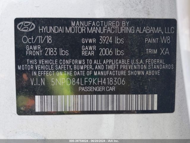 Photo 8 VIN: 5NPD84LF9KH418306 - HYUNDAI ELANTRA 