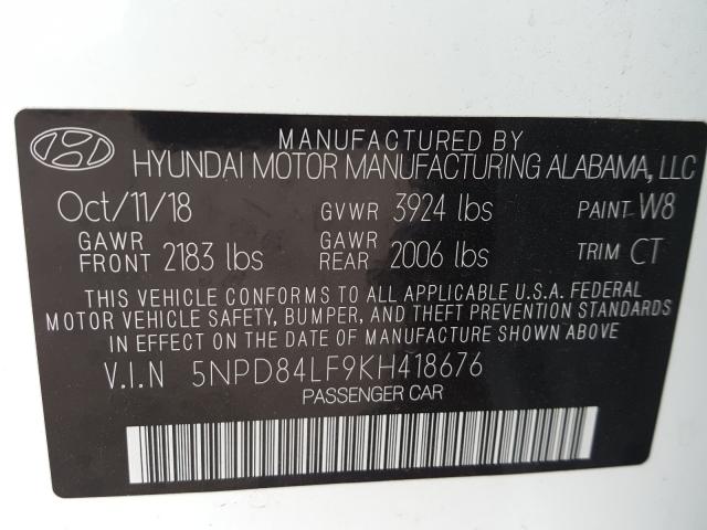 Photo 9 VIN: 5NPD84LF9KH418676 - HYUNDAI ELANTRA SE 