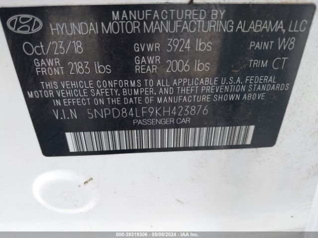 Photo 8 VIN: 5NPD84LF9KH423876 - HYUNDAI ELANTRA 