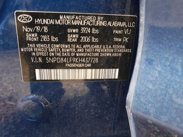 Photo 9 VIN: 5NPD84LF9KH437728 - HYUNDAI ELANTRA SE 