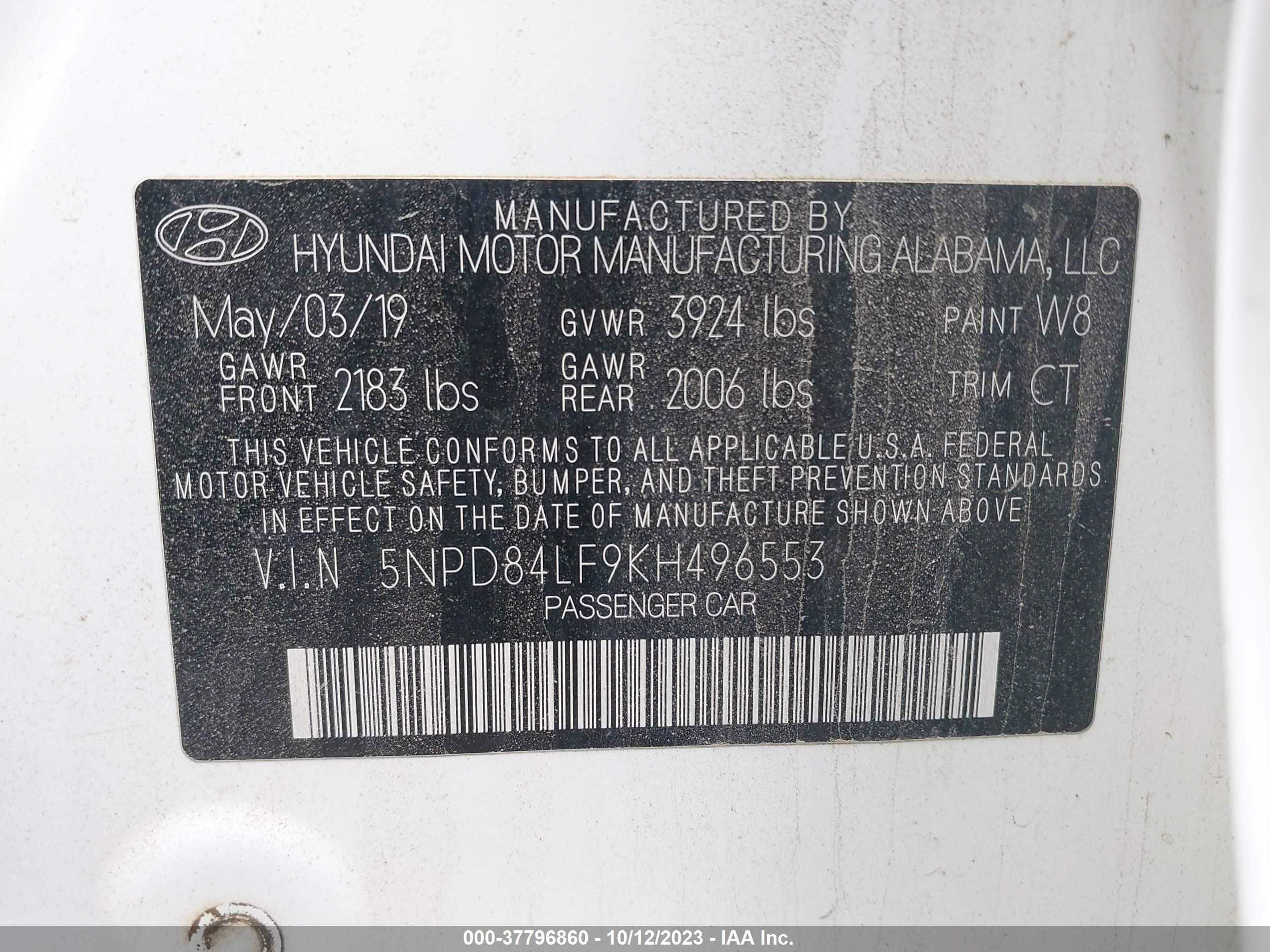 Photo 8 VIN: 5NPD84LF9KH496553 - HYUNDAI ELANTRA 