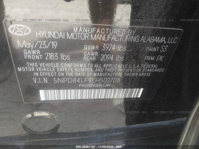 Photo 8 VIN: 5NPD84LF9LH502708 - HYUNDAI ELANTRA 