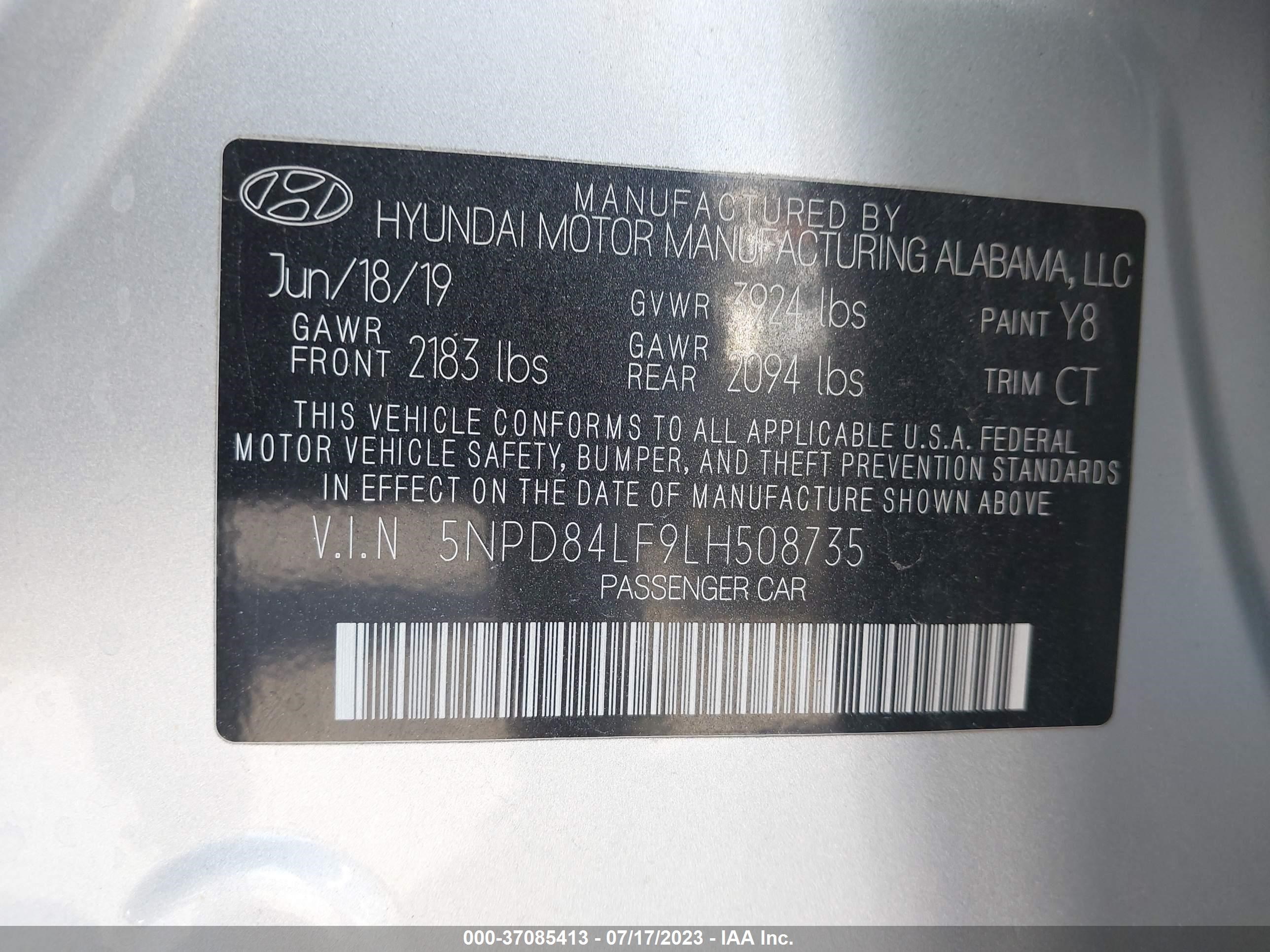 Photo 8 VIN: 5NPD84LF9LH508735 - HYUNDAI ELANTRA 