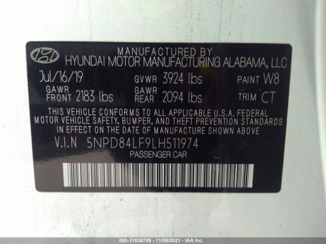 Photo 8 VIN: 5NPD84LF9LH511974 - HYUNDAI ELANTRA 