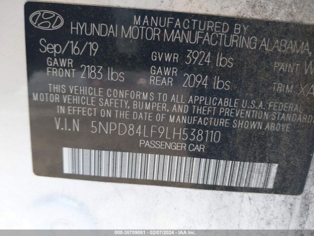 Photo 8 VIN: 5NPD84LF9LH538110 - HYUNDAI ELANTRA 