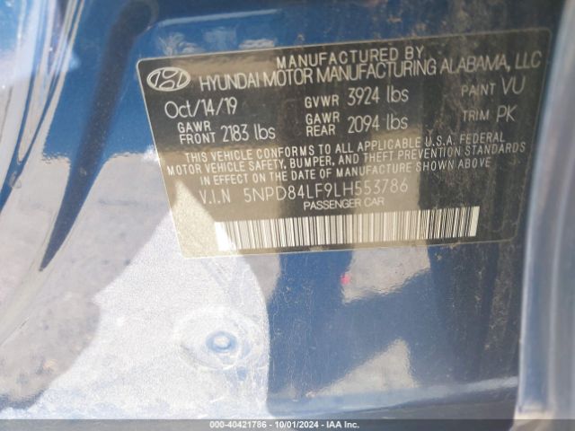 Photo 8 VIN: 5NPD84LF9LH553786 - HYUNDAI ELANTRA 