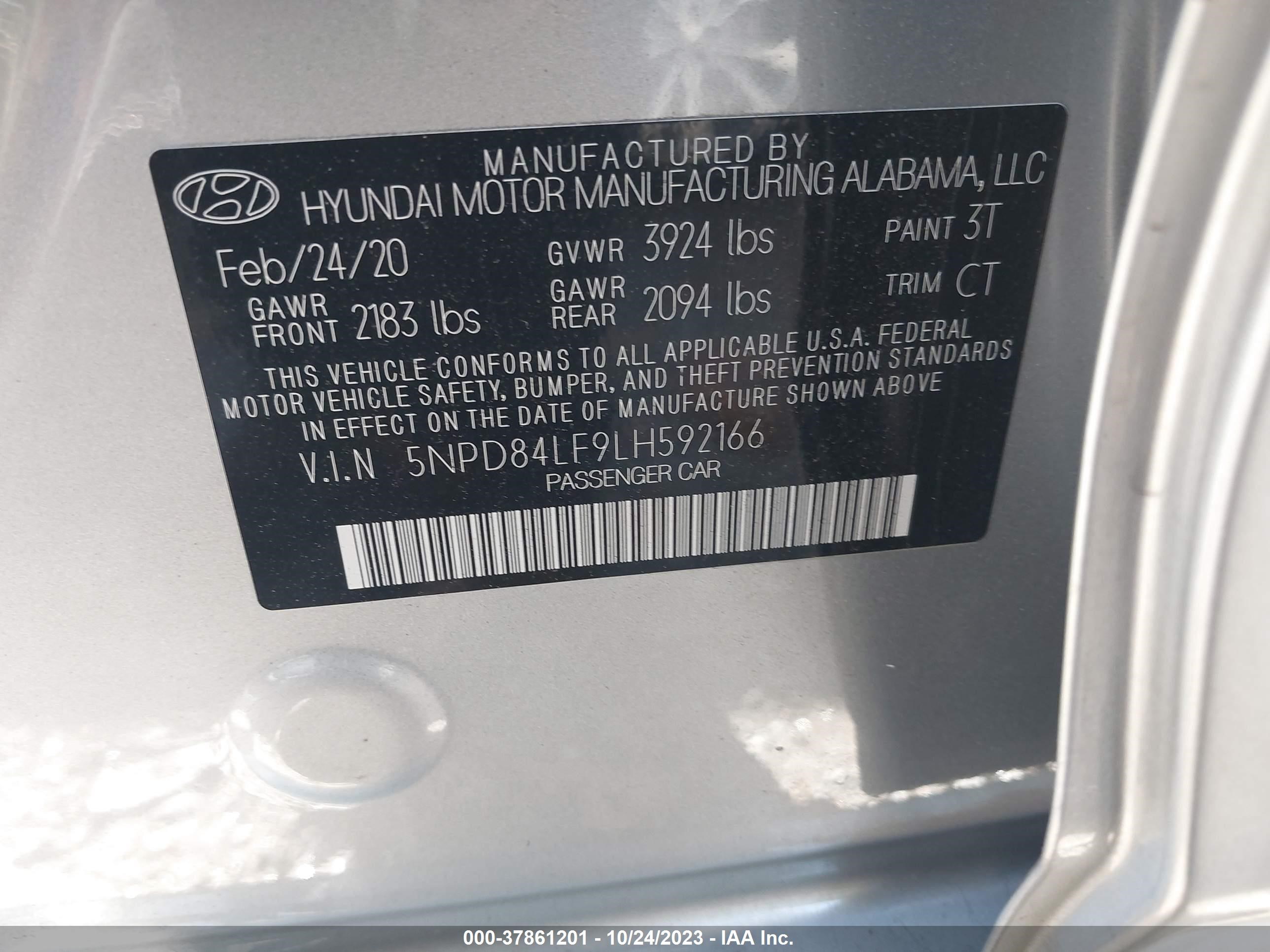 Photo 8 VIN: 5NPD84LF9LH592166 - HYUNDAI ELANTRA 