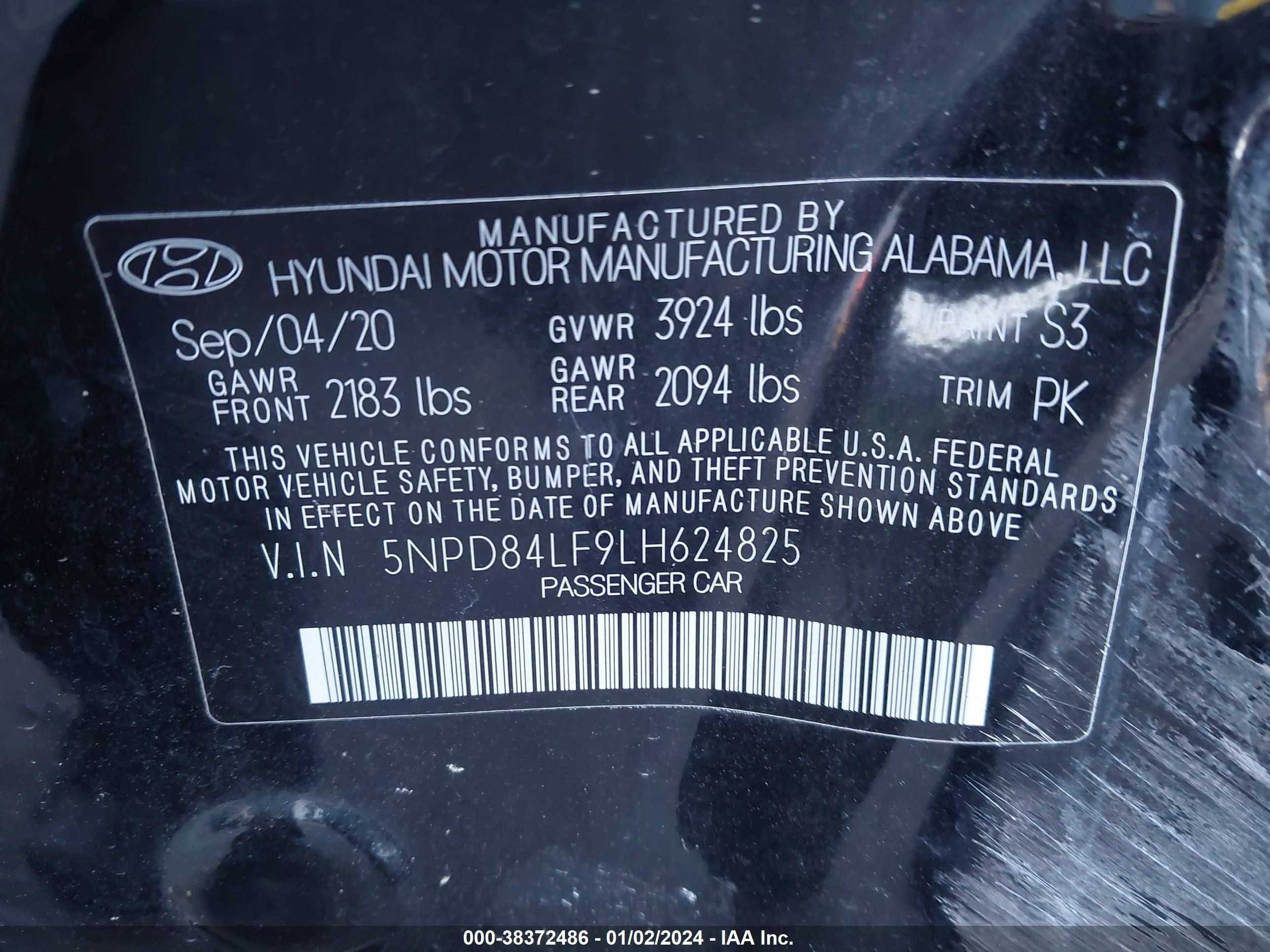 Photo 8 VIN: 5NPD84LF9LH624825 - HYUNDAI ELANTRA 