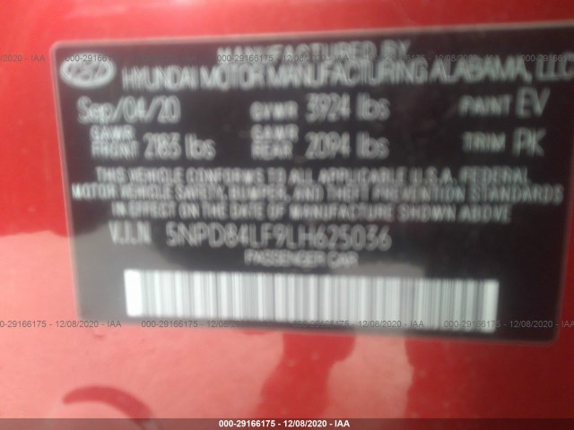 Photo 8 VIN: 5NPD84LF9LH625036 - HYUNDAI ELANTRA 