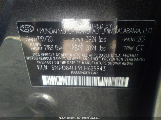 Photo 8 VIN: 5NPD84LF9LH625943 - HYUNDAI ELANTRA 