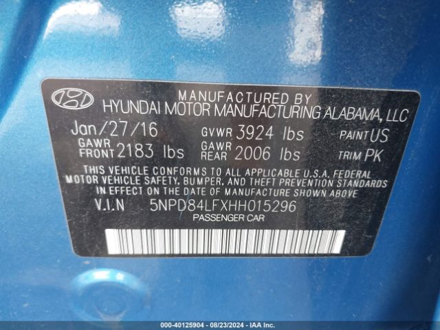 Photo 8 VIN: 5NPD84LFXHH015296 - HYUNDAI ELANTRA 