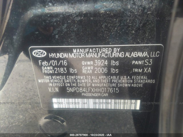 Photo 8 VIN: 5NPD84LFXHH017615 - HYUNDAI ELANTRA 