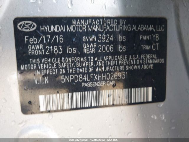 Photo 8 VIN: 5NPD84LFXHH026931 - HYUNDAI ELANTRA 