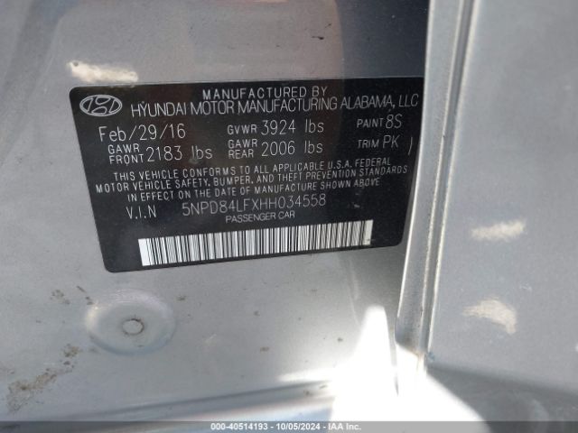 Photo 8 VIN: 5NPD84LFXHH034558 - HYUNDAI ELANTRA 