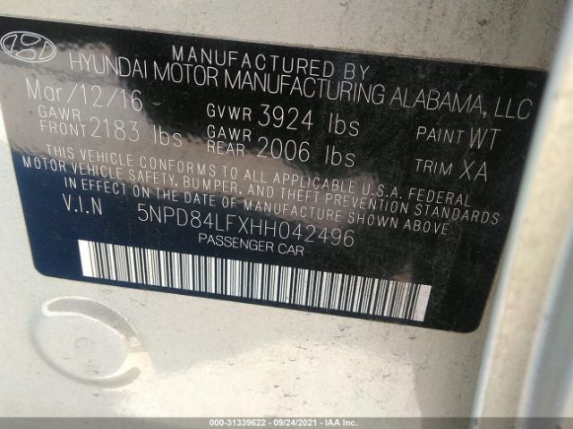 Photo 8 VIN: 5NPD84LFXHH042496 - HYUNDAI ELANTRA 