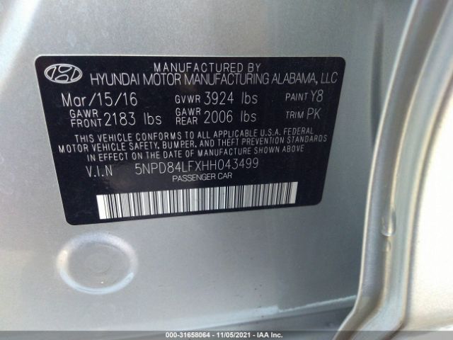 Photo 8 VIN: 5NPD84LFXHH043499 - HYUNDAI ELANTRA 