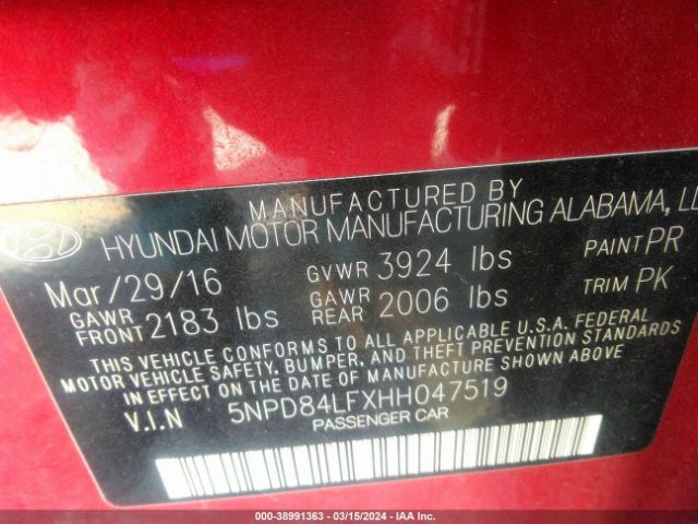 Photo 8 VIN: 5NPD84LFXHH047519 - HYUNDAI ELANTRA SE 